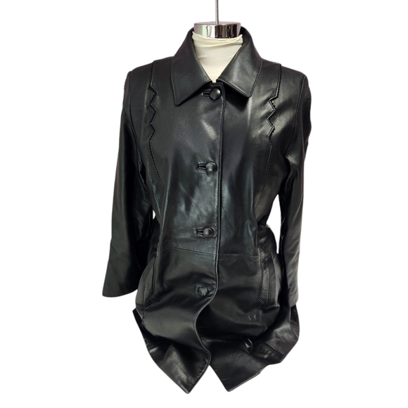 Alaska vintage Button-down Leather Jacket Size Small black - Picture 2 of 11